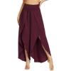 IUGA Flowy Pants for Women Wide Leg High Waisted Palazzo Boho Beach Harem Pants for Casual Dance Summer(Maroon)