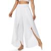 IUGA Flowy Pants for Women Wide Leg High Waisted Palazzo Boho Beach Harem Pants for Casual Dance Summer(White)
