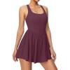 IUGA Tennis Dress with Built in Shorts and Bra Adjustable Straps Athletic Dress for Women Summer Golf Active Workout Dress(Dark Purple)