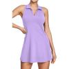 IUGA Tennis Dresses for Women Golf Dress with Shorts Underneath Built-in Bra Workout Exercise Athletic Dress with Pockets(Lavender)