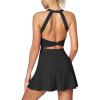 IUGA Womens Tennis Dress with Built in Shorts & Bra Athletic Dress for Women Cut Out Twisted Golf Workout Dress with Pockets(Black)