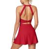 IUGA Womens Tennis Dress with Built in Shorts & Bra Athletic Dress for Women Cut Out Twisted Golf Workout Dress with Pockets(Bright Red)