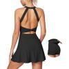 IUGA Womens Tennis Dress with Built in Shorts & Bra Athletic Dress for Women Cut Out Twisted Golf Workout Dress with Pockets(Easy Peezy – Black)