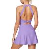 IUGA Womens Tennis Dress with Built in Shorts & Bra Athletic Dress for Women Cut Out Twisted Golf Workout Dress with Pockets(Lavender)