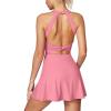 IUGA Womens Tennis Dress with Built in Shorts & Bra Athletic Dress for Women Cut Out Twisted Golf Workout Dress with Pockets(Pink)