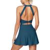 IUGA Womens Tennis Dress with Built in Shorts & Bra Athletic Dress for Women Cut Out Twisted Golf Workout Dress with Pockets(Sea Blue)