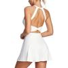 IUGA Womens Tennis Dress with Built in Shorts & Bra Athletic Dress for Women Cut Out Twisted Golf Workout Dress with Pockets(White)