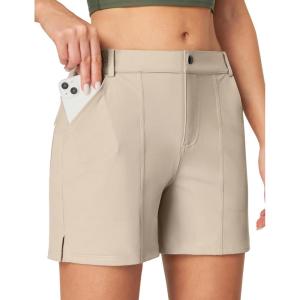 IUGA 5″ Hiking Golf Shorts with Pockets Quick Dry Womens Cargo Shorts Casual Summer Short(Khaki)