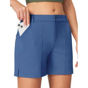 IUGA 5″ Hiking Golf Shorts with Pockets Quick Dry Womens Cargo Shorts Casual Summer Short(Steel Blue)