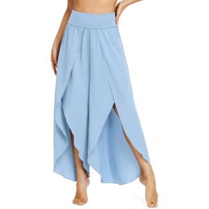 IUGA Flowy Pants for Women Wide Leg High Waisted Palazzo Boho Beach Harem Pants for Casual Dance Summer(Sky Blue)