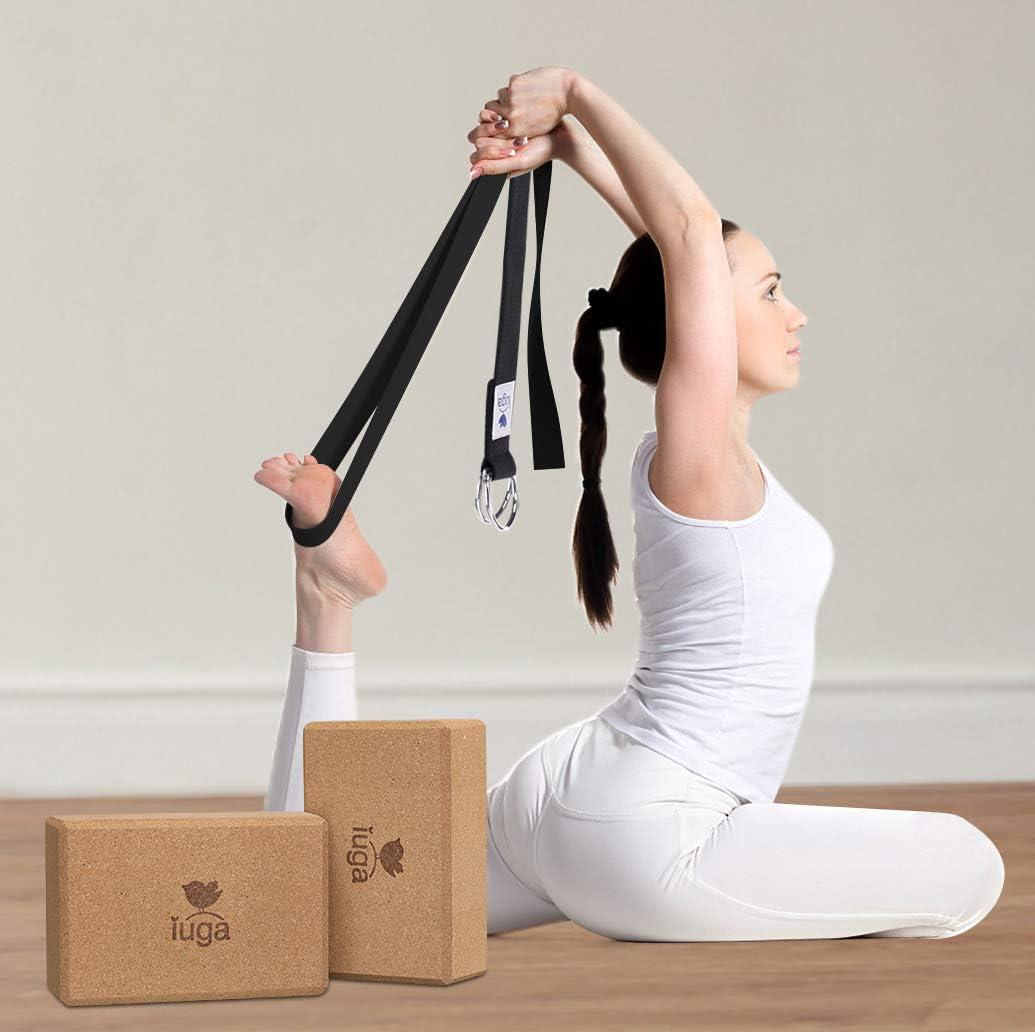 imageIUGA Yoga Blocks 2 Pack With Strap Non Slip High Density 9quotx6quotx3quot Solid ampamp Cork Yoga Block With Yoga Strap to Improve Strength Balance for Yoga Pilates MeditationEVA CORK
