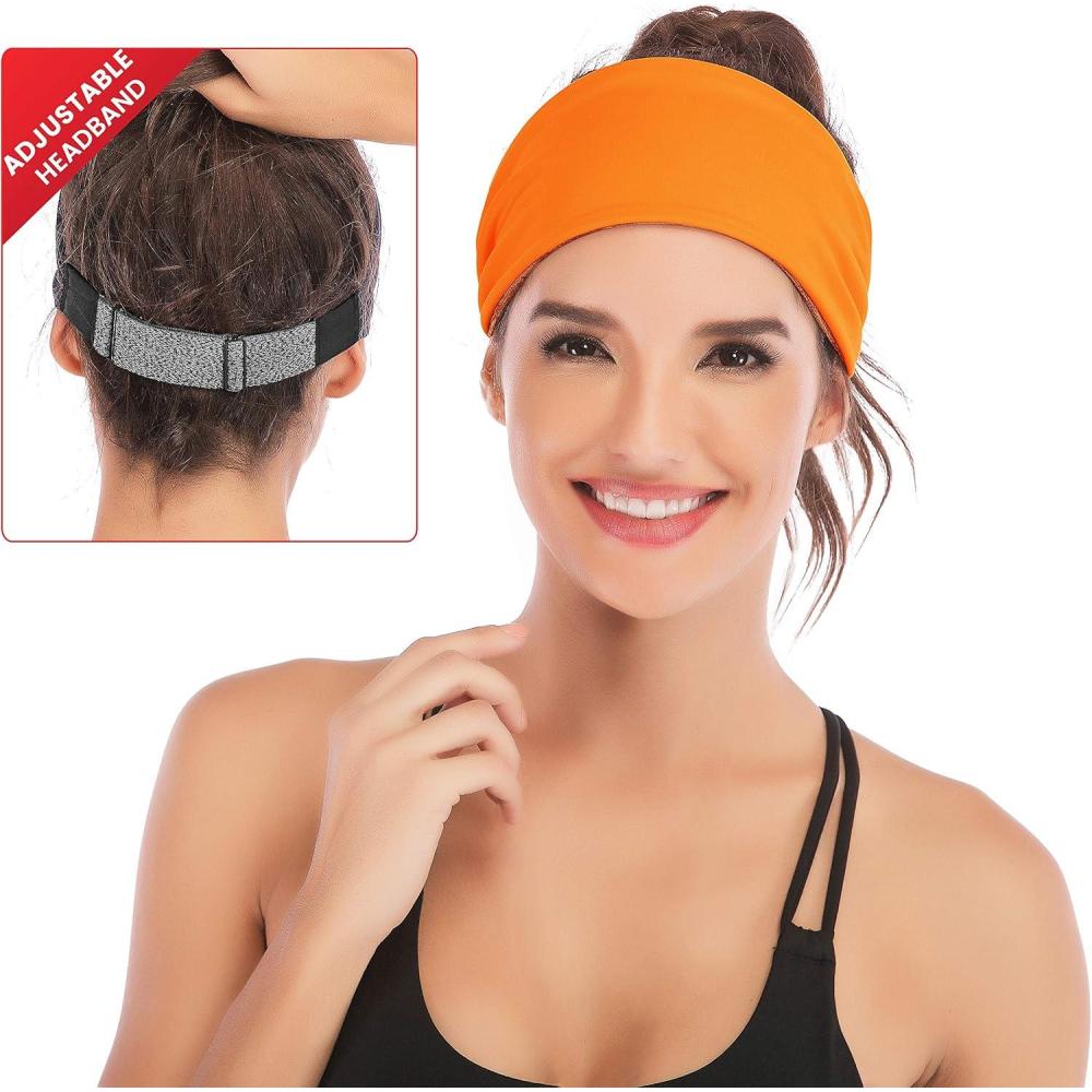 imageIUGA Adjustable Headbands for Women Non Slip Stretchy Workout Sweatbands for Sports Yoga Fitness Running Hairbands Bike Helmet Friendly Fits All Women ampamp MenORANGE NEW