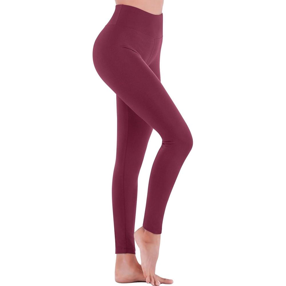 imageIUGA High Waisted Leggings for Women Running Workout Leggings with Inner Pocket Yoga Pants for WomenMaroon