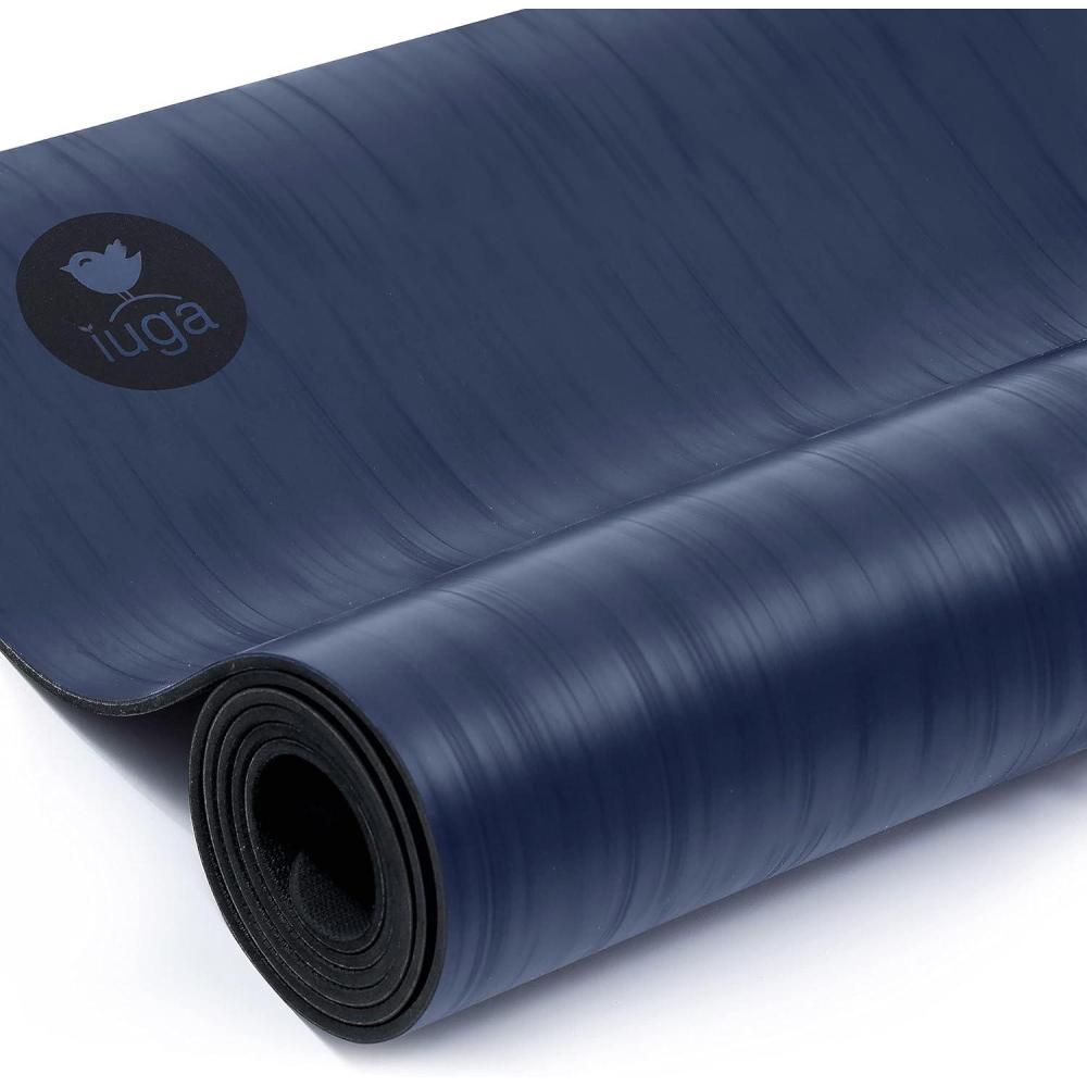 imageIUGA Pro Yoga Mat Non Slip Pilates Mat Antitear Eco Friendly Hot Yoga Mat with SGS Certified Material Free Carrying Strap IncludedDark BlueN