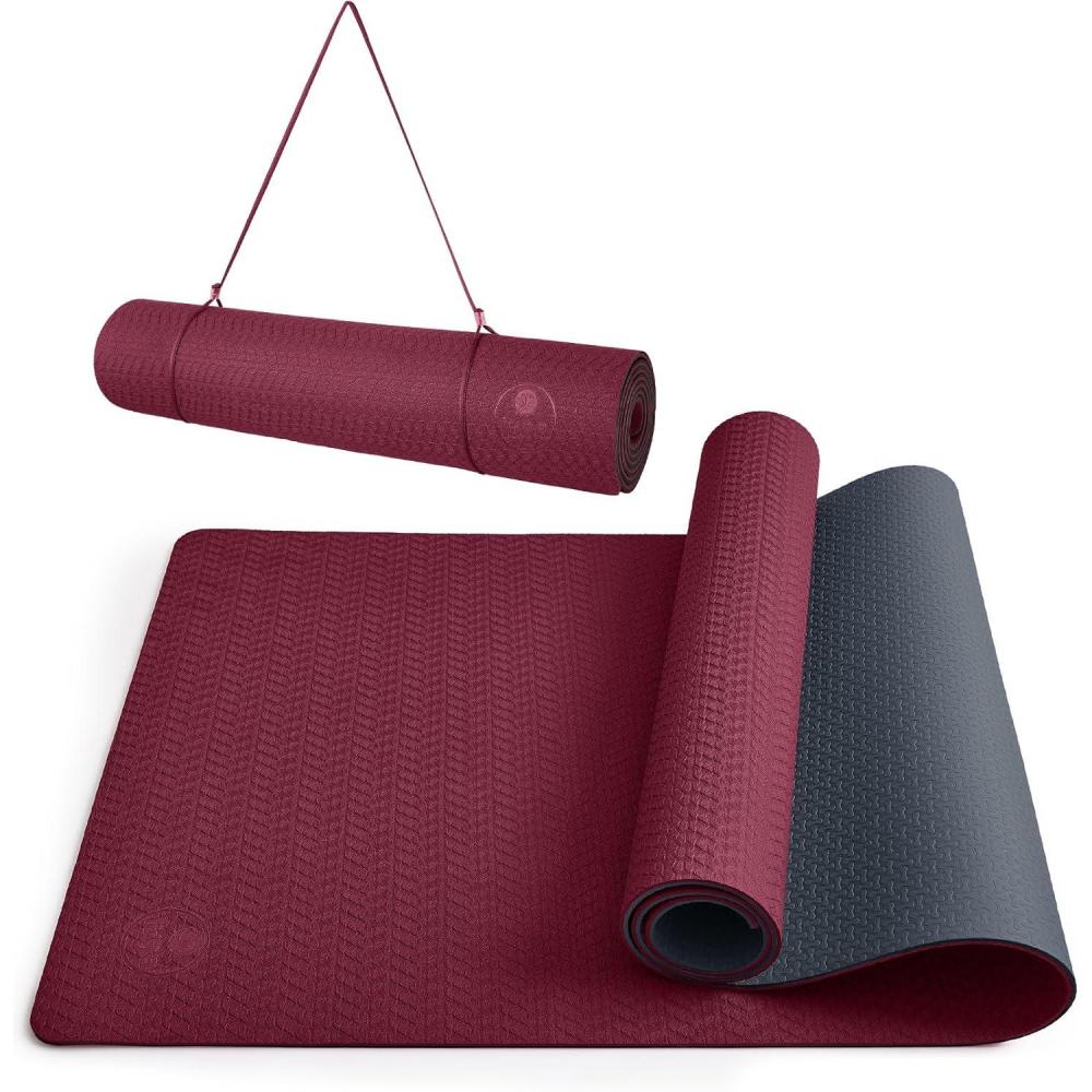 imageIUGA Yoga Mat Thick Non Slip Antitear Pilates Mat Eco Friendly Hot Yoga Mats for Workout ampamp Exercise72quotx 24quotx 6mmDark Red