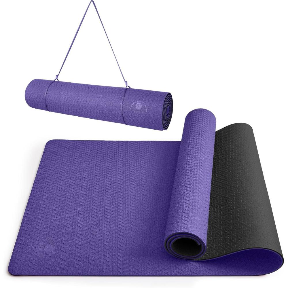 imageIUGA Yoga Mat Thick Non Slip Antitear Pilates Mat Eco Friendly Hot Yoga Mats for Workout ampamp Exercise72quotx 24quotx 6mmPurple