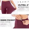 IUGA High Waisted Leggings for Women Running Workout Leggings with Inner Pocket Yoga Pants for Women(Maroon)
