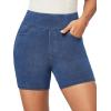 IUGA Stretchy Jean Shorts for Women High Waisted Pull On Jorts with Pockets Denim Shorts Women Summer Casual Shorts 2025(Light Blue)