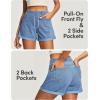 IUGA Stretchy Jorts Women Pull On Jean Shorts Womens High Waisted Folded Hem Denim Shorts Summer Casual with Pockets(Baby Blue)
