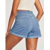 IUGA Stretchy Jorts Women Pull On Jean Shorts Womens High Waisted Folded Hem Denim Shorts Summer Casual with Pockets(Baby Blue)