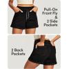 IUGA Stretchy Jorts Women Pull On Jean Shorts Womens High Waisted Folded Hem Denim Shorts Summer Casual with Pockets(Black)