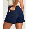 IUGA Stretchy Jorts Women Pull On Jean Shorts Womens High Waisted Folded Hem Denim Shorts Summer Casual with Pockets(Dark Blue)