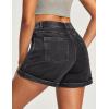 IUGA Stretchy Jorts Women Pull On Jean Shorts Womens High Waisted Folded Hem Denim Shorts Summer Casual with Pockets(Gray)
