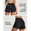 IUGA Stretchy Jorts Women Pull On Jean Shorts Womens High Waisted Folded Hem Denim Shorts Summer Casual with Pockets(Whiskers Black)