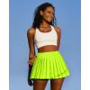 IUGA Tennis Skirt Pleated Skirts for Women with Pockets High Waisted Athletic Skirt Skorts for Woman Workout Golf Skort(Neon Green)