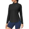 IUGA Golf Shirts for Woman SPF Shirts for Women Long Sleeve UPF 50+ UV Protection Shirt Quarter Zip Pullover(Black)