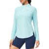 IUGA Golf Shirts for Woman SPF Shirts for Women Long Sleeve UPF 50+ UV Protection Shirt Quarter Zip Pullover(Green)
