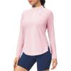 IUGA Golf Shirts for Woman SPF Shirts for Women Long Sleeve UPF 50+ UV Protection Shirt Quarter Zip Pullover(Pink)