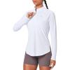 IUGA Golf Shirts for Woman SPF Shirts for Women Long Sleeve UPF 50+ UV Protection Shirt Quarter Zip Pullover(White)