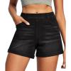 IUGA Stretchy Jorts Women Pull On Jean Shorts Womens High Waisted Folded Hem Denim Shorts Summer Casual with Pockets(Whiskers Black)