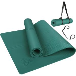 IUGA Yoga Mat Non Slip with Alignment Lines, 72″ x 26″ Eco Friendly Yoga Mats, 1/4 Inch Thick Yoga Mat with Free Carry Strap