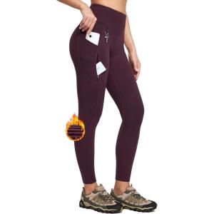 IUGA Fleece Lined Leggings Women Water Resistant Thermal Leggings Winter High Waist Hiking Pants with Pockets