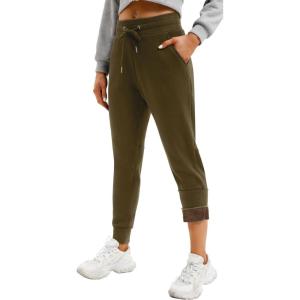 IUGA Fleece Lined Sweatpants Women Joggers with Pockets High Waisted Sherpa Winter Pants for Women Warm(Brown)
