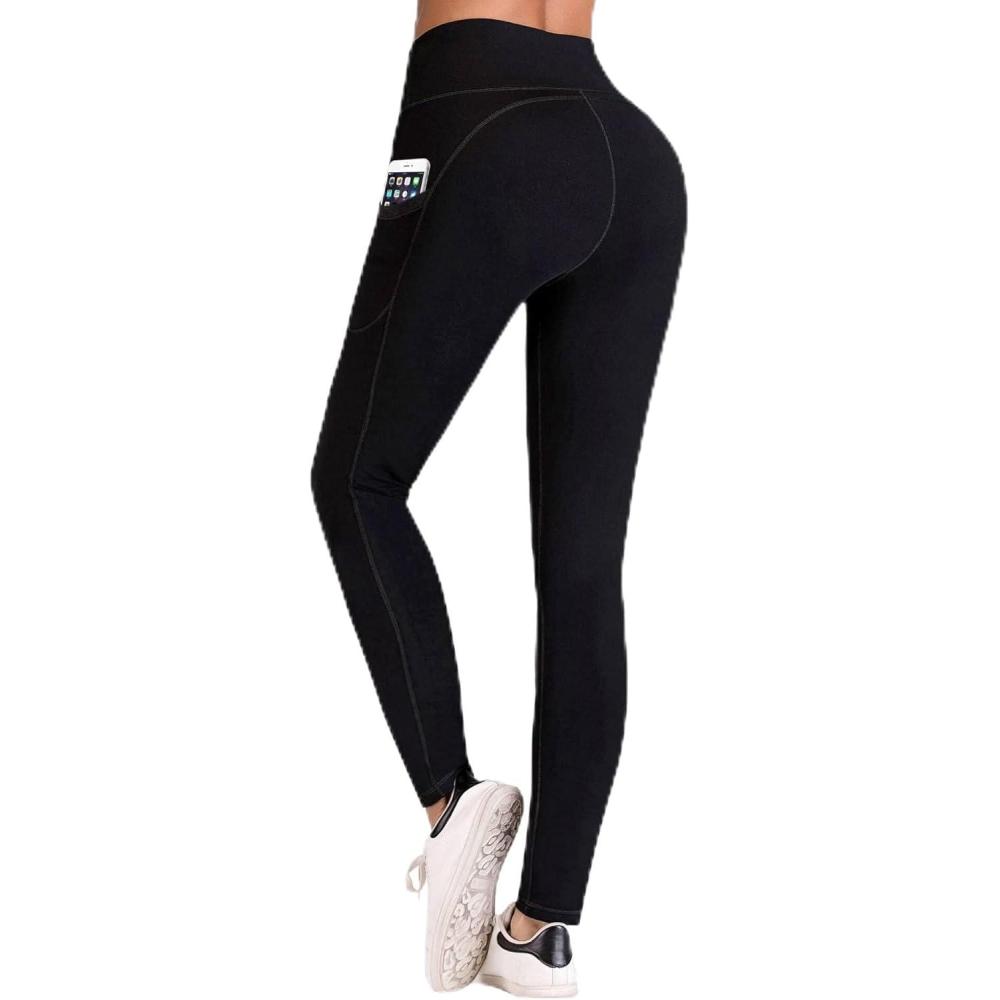 imageIUGA High Waist Yoga Pants with Pockets Black Large  High Impact Sports BrasBlack Large