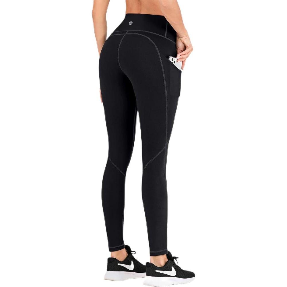 imageIUGA Leggings with Pockets for Women Black Large  High Impact Sports Bras for Women Black Large