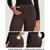 IUGA Fleece Lined Pants Women Pull on Stretchy Work Pants for Women Thermal High Waisted Dress Pants(Coffee)