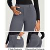 IUGA Fleece Lined Pants Women Pull on Stretchy Work Pants for Women Thermal High Waisted Dress Pants(Dark Gray)
