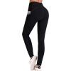 IUGA High Waist Yoga Pants with Pockets (Black, Large) + High Impact Sports Bras(Black, Large)