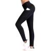IUGA High Waist Yoga Pants with Pockets (Black, Large) + High Impact Sports Bras(Black, Large)
