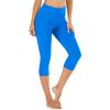 IUGA High Waisted Yoga Pants for Women with Pockets Capri Leggings Workout Capris(Azure)