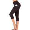 IUGA High Waisted Yoga Pants for Women with Pockets Capri Leggings Workout Capris(Coffee)