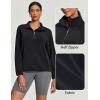 IUGA Soft Quarter Zip Pullover Cropped Sweatshirts for Women Half Zip Pullover Drawstring Hem with Pockets(Black)