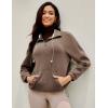 IUGA Soft Quarter Zip Pullover Cropped Sweatshirts for Women Half Zip Pullover Drawstring Hem with Pockets(Brown Coffee)