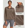 IUGA Soft Quarter Zip Pullover Cropped Sweatshirts for Women Half Zip Pullover Drawstring Hem with Pockets(Brown Coffee)