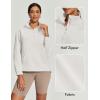 IUGA Soft Quarter Zip Pullover Cropped Sweatshirts for Women Half Zip Pullover Drawstring Hem with Pockets(Milky White)