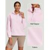 IUGA Soft Quarter Zip Pullover Cropped Sweatshirts for Women Half Zip Pullover Drawstring Hem with Pockets(Pink)